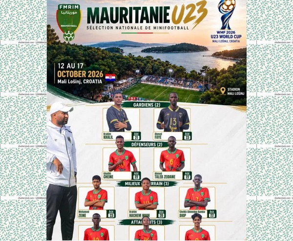 Minifootball : la Mauritanie dévoile sa liste finale pour le Mondial U23 en Croatie 